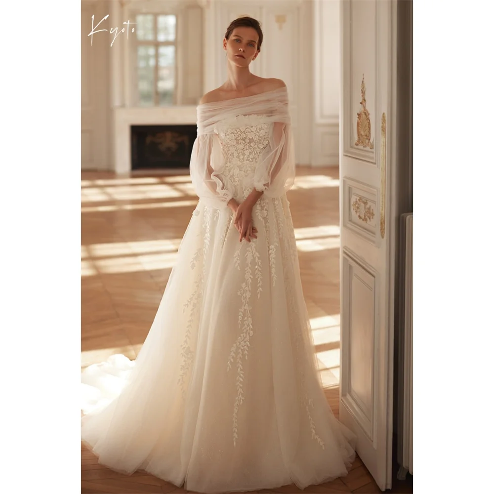 Kyoto Customized White Tulle Off the Shoulder Wedding Dress Detachable Sleeves Zip Back vestidos de noche A-Line robe de mariée
Kyoto Customized White Tulle Off the Shoulder Wedding Dress Detachable Sleeves Zip Back vestidos de noche A-Line robe de mariée
