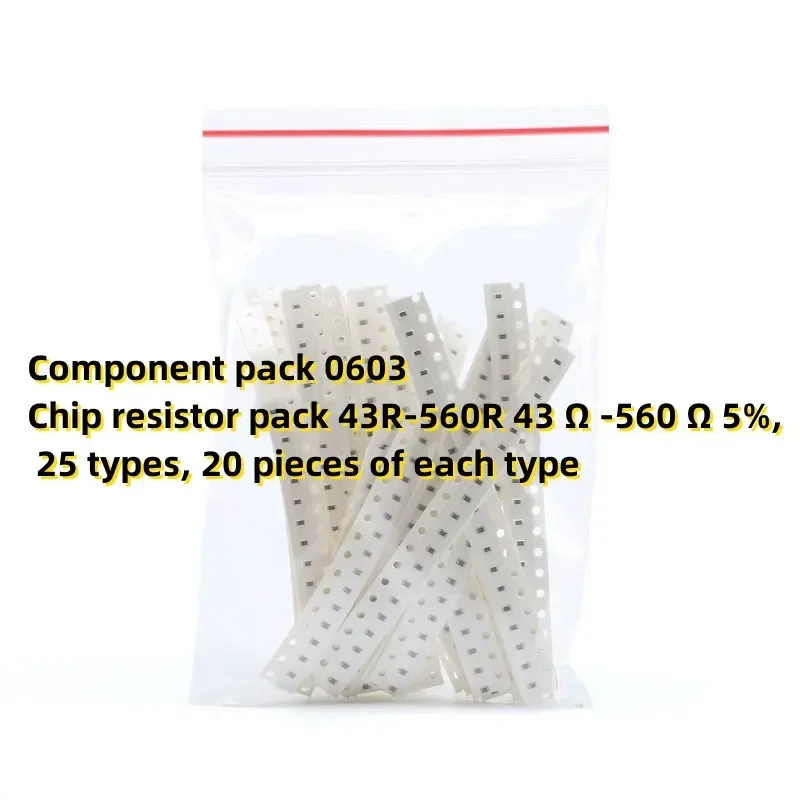 43R-560R 43 Ом-560 Ом 5%, Комплект компонентов 0603 Комплект чип-резисторов 25 видов, 20 штук каждого типа
43R-560R 43 Ом-560 Ом 5%, Комплект компонентов 0603 Комплект чип-резисторов 25 видов, 20 штук каждого типа