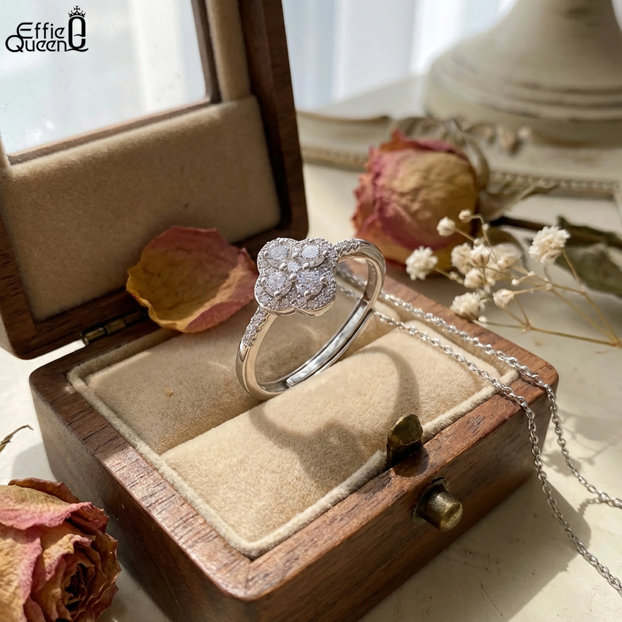 Кольцо Effie Queen из чистого серебра 925 пробы с позолотой 14 карат, овальной огранки, с цирконием, в стиле четырехлистного клевера, ювелирное украшение на удачу для женщин и мужчин, подарок для вечеринки, LZR43
Кольцо Effie Queen из чистого серебра 925 пробы с позолотой 14 карат, овальной огранки, с цирконием, в стиле четырехлистного клевера, ювелирное украшение на удачу для женщин и мужчин, подарок для вечеринки, LZR43