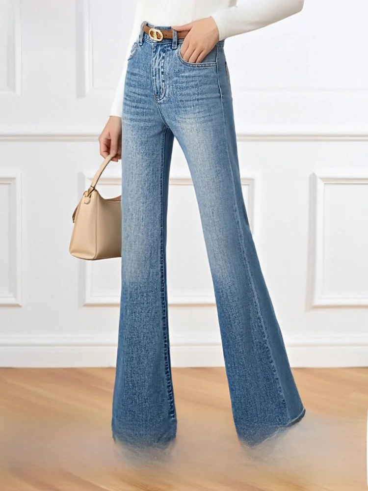 Fashionable Light Blue Denim Jeans Women's High Waist Slimming Micro Flared Pants Cotton Blend Elastic Stretch Ladies Summer
Fashionable Light Blue Denim Jeans Women's High Waist Slimming Micro Flared Pants Cotton Blend Elastic Stretch Ladies Summer