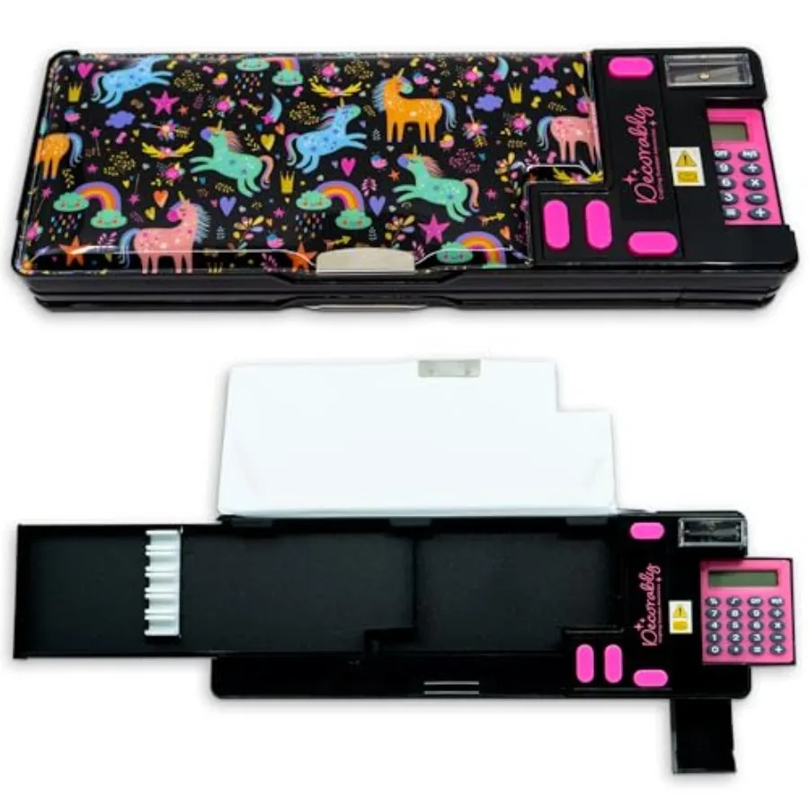 Pop Up Multifunctional Pencil Case with Compartments, Calculator, Sharpener, Pen Slots, Mini Drawer and 2 Main Sections with Ma
Pop Up Multifunctional Pencil Case with Compartments, Calculator, Sharpener, Pen Slots, Mini Drawer and 2 Main Sections with Ma