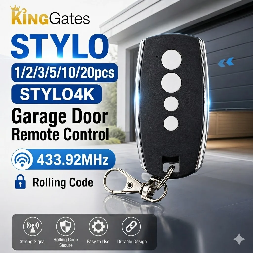 KINGGates Garage Door Opener Handheld 433.92MHz Rolling Code Compatible with STYLO2K STYLO4K STYLO
KINGGates Garage Door Opener Handheld 433.92MHz Rolling Code Compatible with STYLO2K STYLO4K STYLO