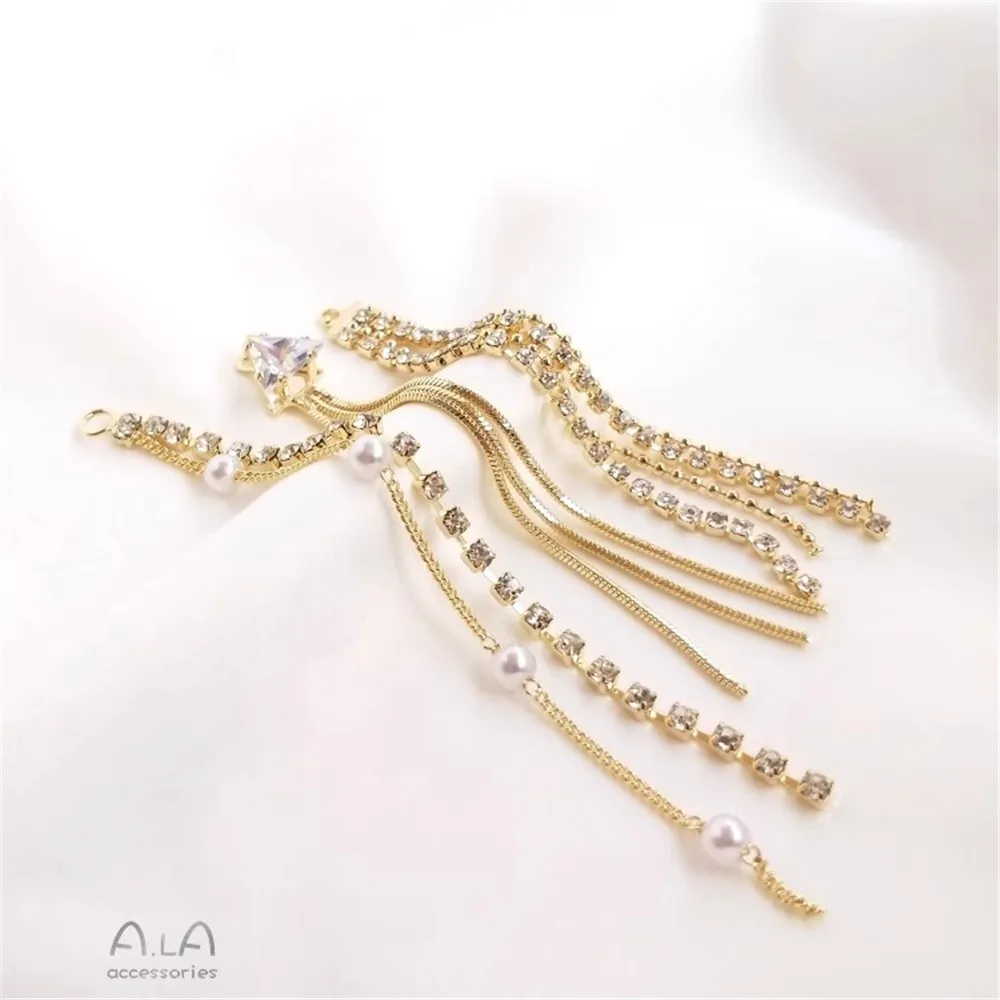 14K Real Gold Zircon Pearl Claw Chain Bead Chain Tassel Earrings Diy Handmade Earrings Studs Jewelry Pendant
14K Real Gold Zircon Pearl Claw Chain Bead Chain Tassel Earrings Diy Handmade Earrings Studs Jewelry Pendant