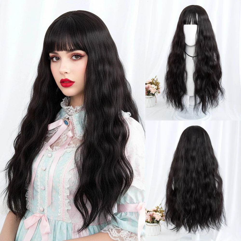 Long Wavy Synthetic Black Wig With Bang Women’s Heat Resistant for Halloween Lolita Christmas Cosplay & Daily Wear
Long Wavy Synthetic Black Wig With Bang Women’s Heat Resistant for Halloween Lolita Christmas Cosplay & Daily Wear