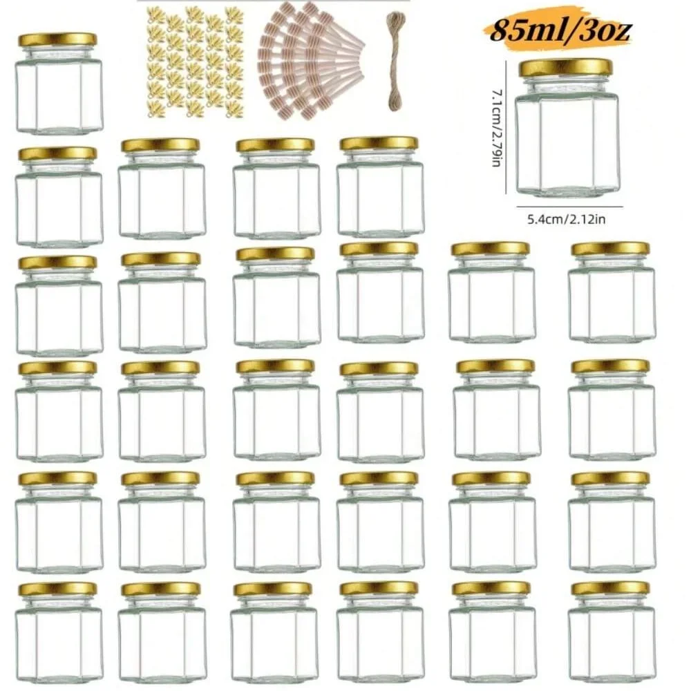 1.5/2/3 oz Hexagonal Mini Glass Honey Jar with Wooden Spoon, Bee Pendant and Jutes, Very Suitable for Party Gifts,
1.5/2/3 oz Hexagonal Mini Glass Honey Jar with Wooden Spoon, Bee Pendant and Jutes, Very Suitable for Party Gifts,