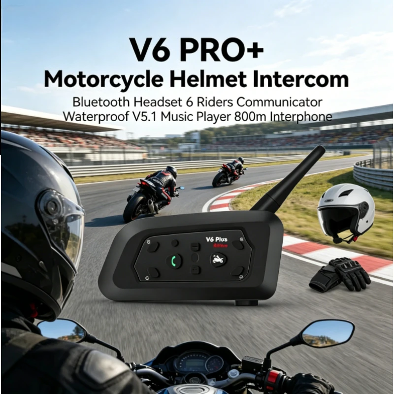 2026 V6 PRO+ BT5.1 Motorcycle Helmet Headset 6 Riders Intercom Waterproof Communication 800m Music Player Wireless Interphone
2026 V6 PRO+ BT5.1 Motorcycle Helmet Headset 6 Riders Intercom Waterproof Communication 800m Music Player Wireless Interphone