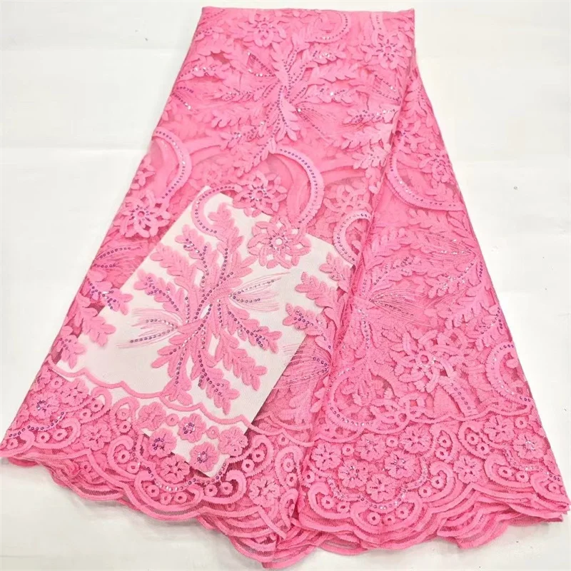 White African Lace Fabric 2024 Pink High Quality French Mesh Lace Fabric With Sequins Nigerian Lace Fabrics For Wedding Dress
White African Lace Fabric 2024 Pink High Quality French Mesh Lace Fabric With Sequins Nigerian Lace Fabrics For Wedding Dress