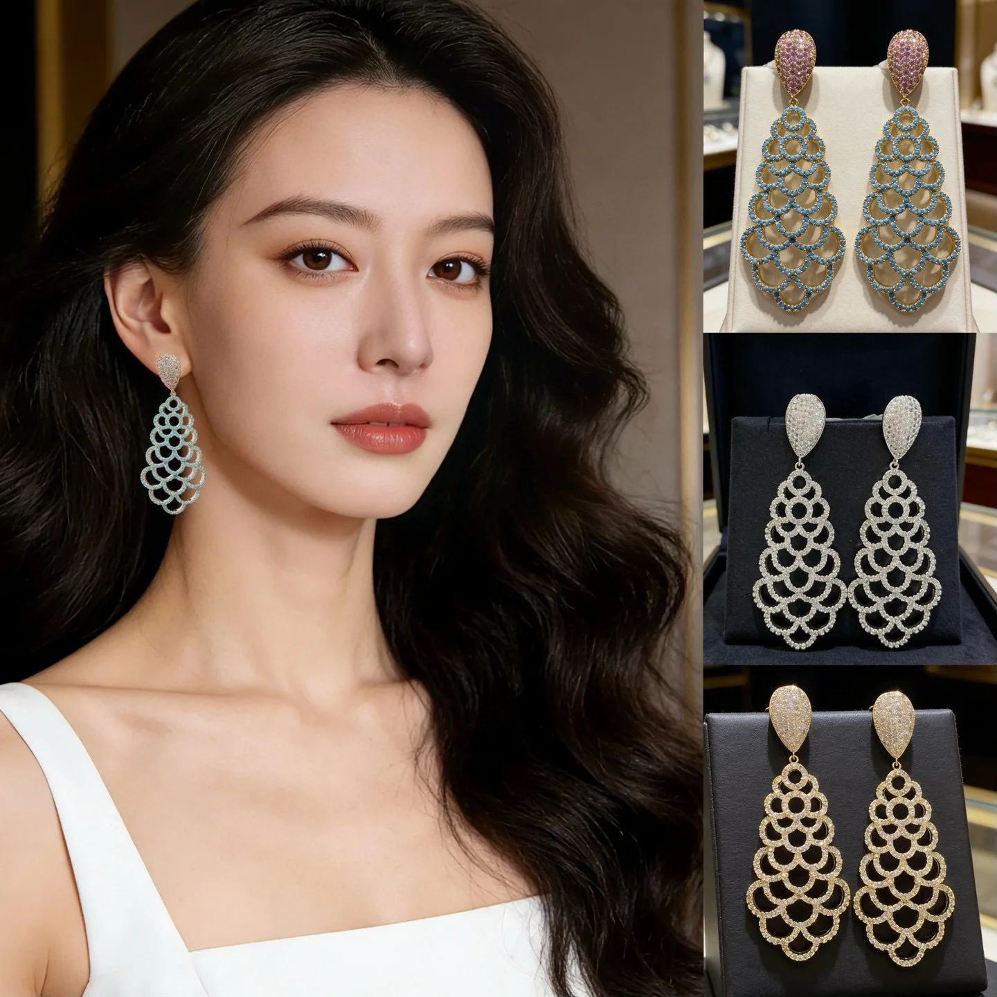 Fashion Hollow Micro-inlaid Zircon Earrings Chinese Style Cloud Pattern Luxury Elegant Floral Leaf Earrings For Women Accessory
Fashion Hollow Micro-inlaid Zircon Earrings Chinese Style Cloud Pattern Luxury Elegant Floral Leaf Earrings For Women Accessory