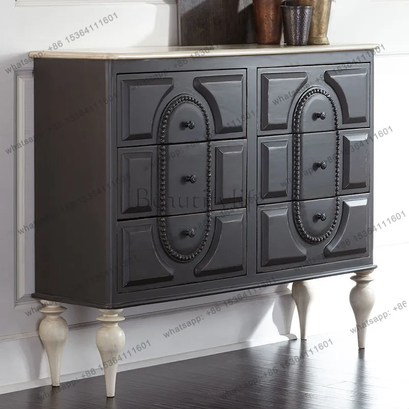 American retro solid wood porch cabinet, simple and modern entrance foyer locker
American retro solid wood porch cabinet, simple and modern entrance foyer locker