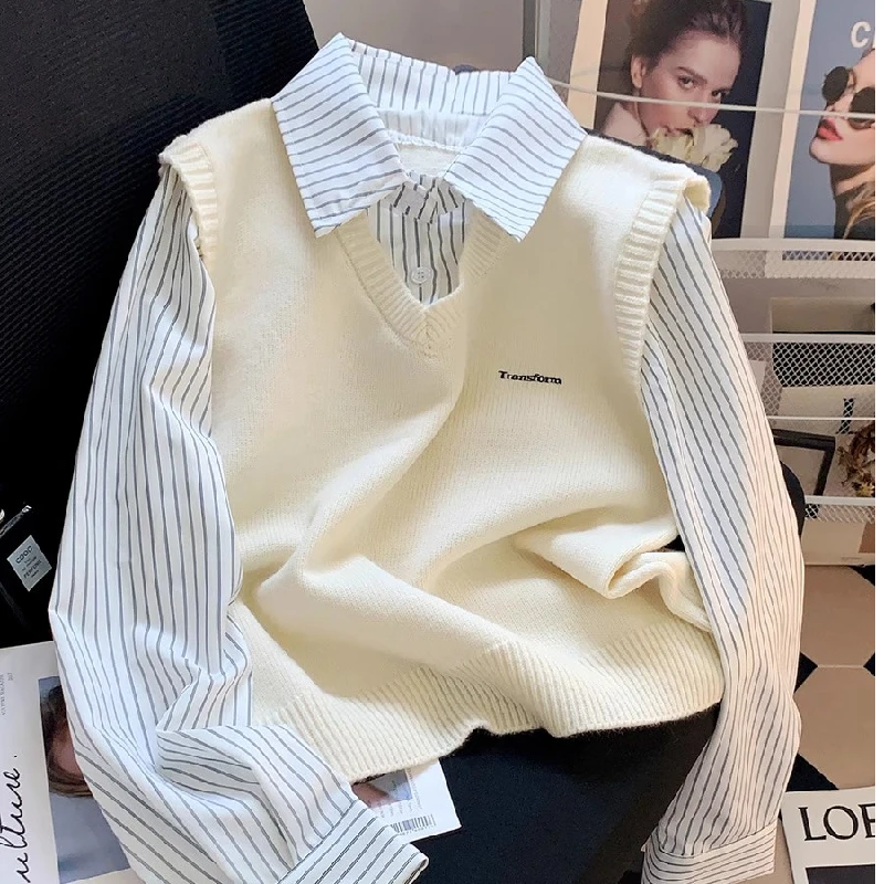 High-End Knitted Sweater for Women Non-Pilling Base Layer Top Spring 2026 Fashion Fake Two-Piece Style Knitted Pullover
High-End Knitted Sweater for Women Non-Pilling Base Layer Top Spring 2026 Fashion Fake Two-Piece Style Knitted Pullover