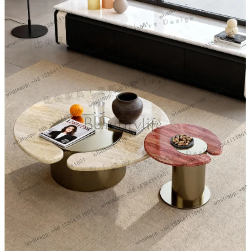 xx Travertine coffee table combination living room wabi wind designer high-end stainless steel round coffee table
xx Travertine coffee table combination living room wabi wind designer high-end stainless steel round coffee table