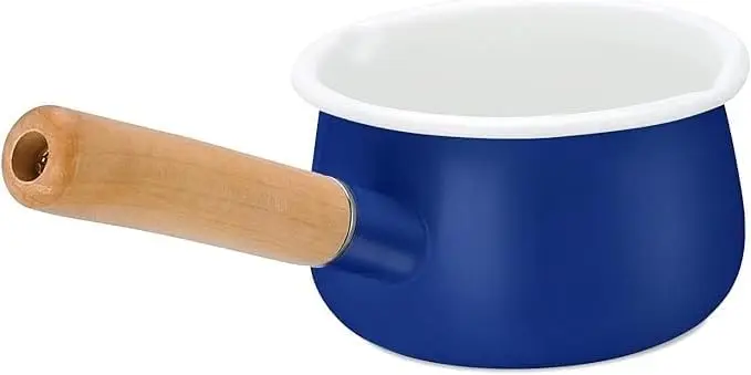Dual Spout Enamel Milk Pan, 1QT Butter Warmer with Wooden Handle for Stove Top (Blue)
Dual Spout Enamel Milk Pan, 1QT Butter Warmer with Wooden Handle for Stove Top (Blue)