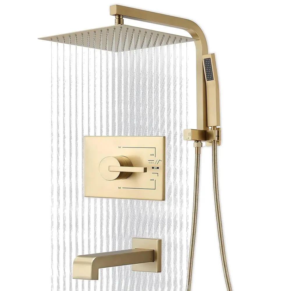AllexpreskAllexpreskBrushed Gold Shower Fixtures, Gold Shower Faucet Set with 12 Inch Gold Shower Heads with Handheld Spray Comb
AllexpreskAllexpreskBrushed Gold Shower Fixtures, Gold Shower Faucet Set with 12 Inch Gold Shower Heads with Handheld Spray Comb