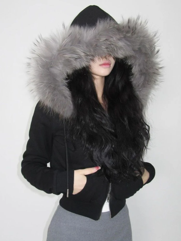 Американская винтажная однотонная верхняя одежда из искусственного меха, тонкий карман с длинным рукавом Y2k, повседневная модная женская осенняя одежда на молнии с капюшоном
Американская винтажная однотонная верхняя одежда из искусственного меха, тонкий карман с длинным рукавом Y2k, повседневная модная женская осенняя одежда на молнии с капюшоном