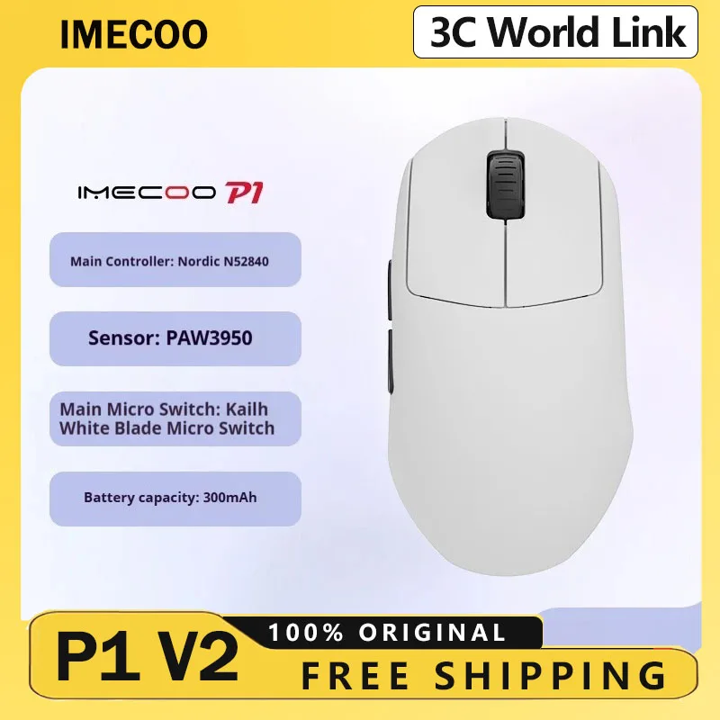 Imecoo P1 V2 Mouse Wireless 2.4g Dual-Mode 300mah Paw3950 Lightweight Nordic52840 Gaming Mouse Pc Accessories Gamer Gifts
Imecoo P1 V2 Mouse Wireless 2.4g Dual-Mode 300mah Paw3950 Lightweight Nordic52840 Gaming Mouse Pc Accessories Gamer Gifts