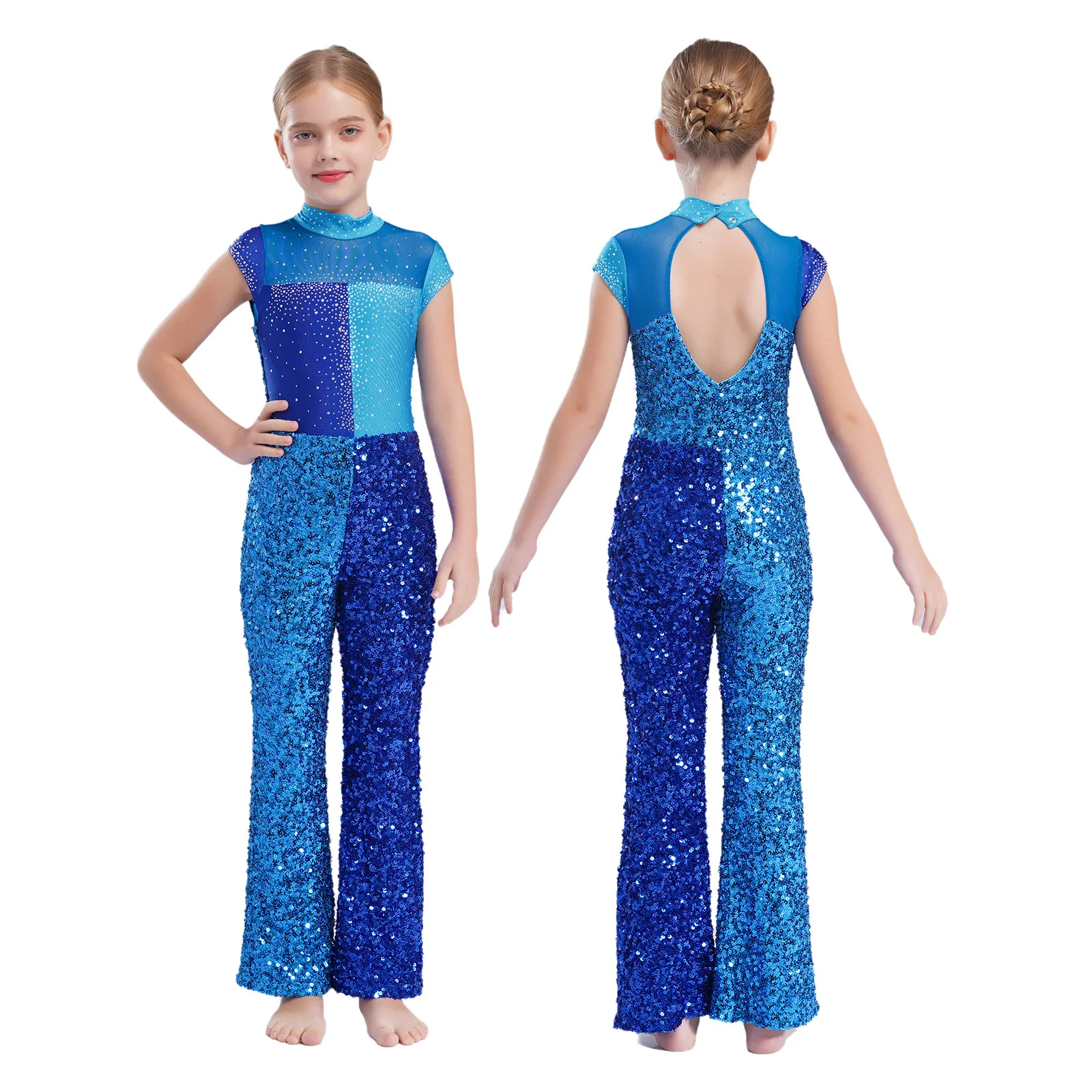 Kids Girls Glittery Sequins Dance Jumpsuit Jazz Dance Costume Mock Neck Sleeveless Keyhole Back Color Block Rompers Dancewear
Kids Girls Glittery Sequins Dance Jumpsuit Jazz Dance Costume Mock Neck Sleeveless Keyhole Back Color Block Rompers Dancewear