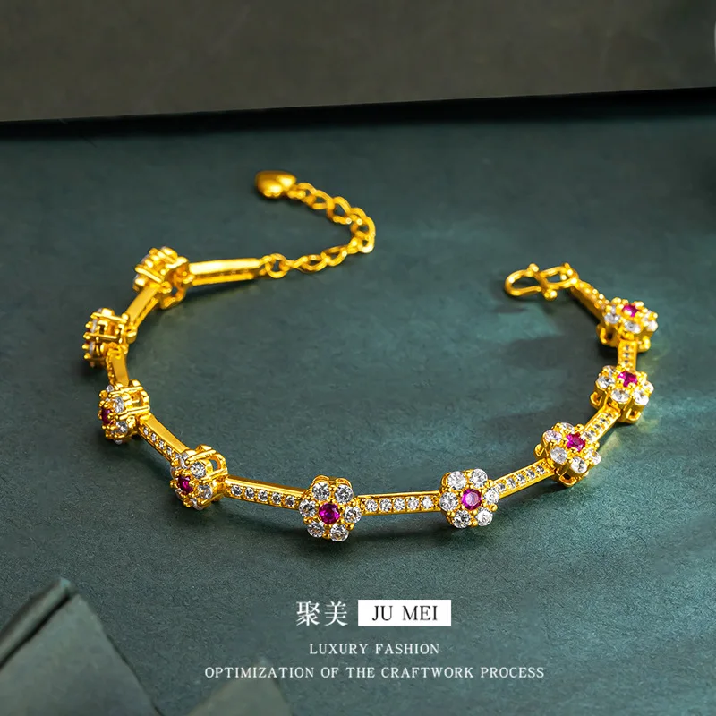 Viora Jewelry Luxury 24K 9999 Pure Gold real gold Plum Blossom Bracelet Full Diamond Gem Bracelet for Girlfriend
Viora Jewelry Luxury 24K 9999 Pure Gold real gold Plum Blossom Bracelet Full Diamond Gem Bracelet for Girlfriend