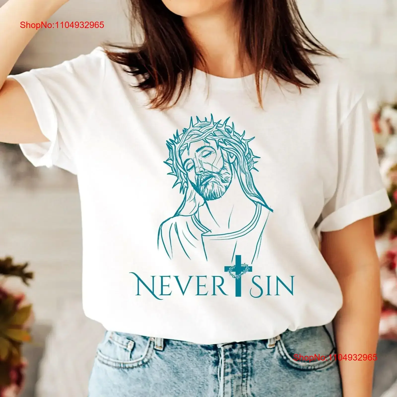 Футболка Never Sin again Crown of Thorns Catholic для мужчин и женщин, винтажная стираная унисекс, удобная модная футболка с рисунком, мягкая 
Футболка Never Sin again Crown of Thorns Catholic для мужчин и женщин, винтажная стираная унисекс, удобная модная футболка с рисунком, мягкая