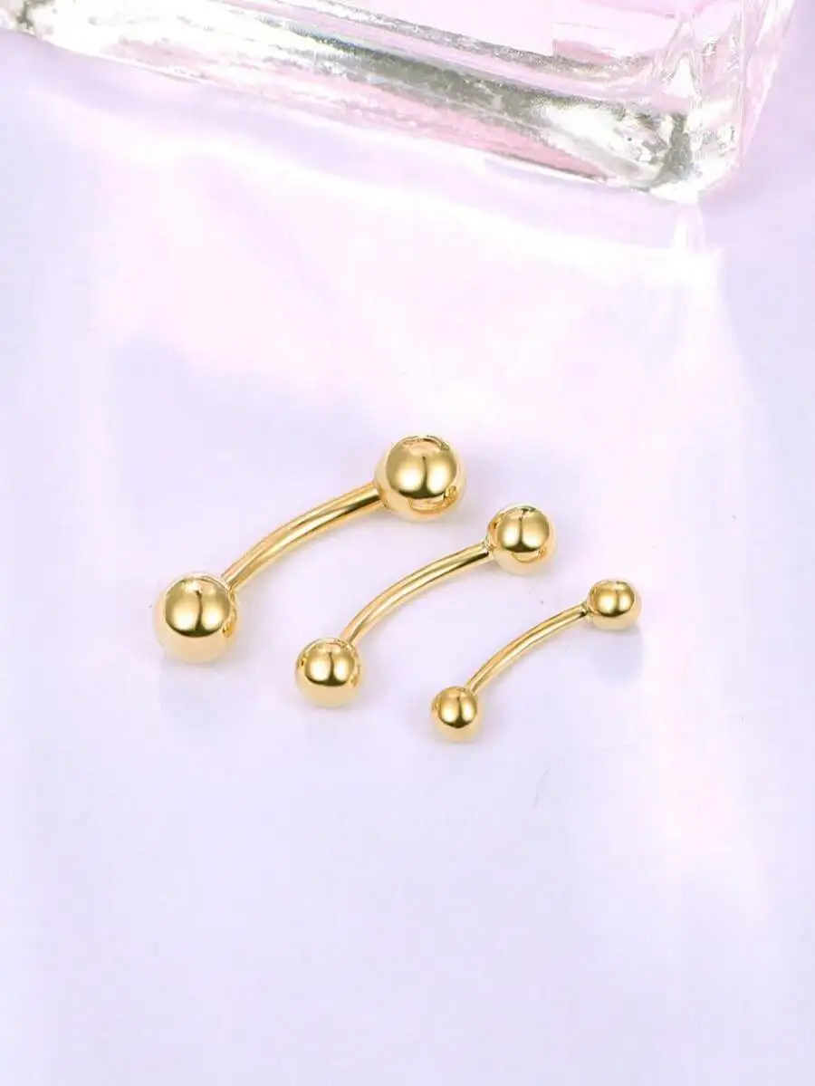 Gold-Plated 925 Sterling Silver Curved Barbell Navel Piercing With Polished Spherical Beads For Women
Gold-Plated 925 Sterling Silver Curved Barbell Navel Piercing With Polished Spherical Beads For Women