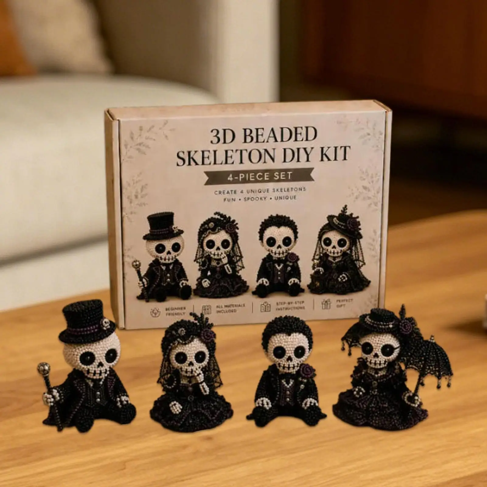 3D Beaded Halloween Skull 3D Handmade Skull Ornament With Instruction Skeleton Craft Kit For Birthday Party Activity Jewelry
3D Beaded Halloween Skull 3D Handmade Skull Ornament With Instruction Skeleton Craft Kit For Birthday Party Activity Jewelry
