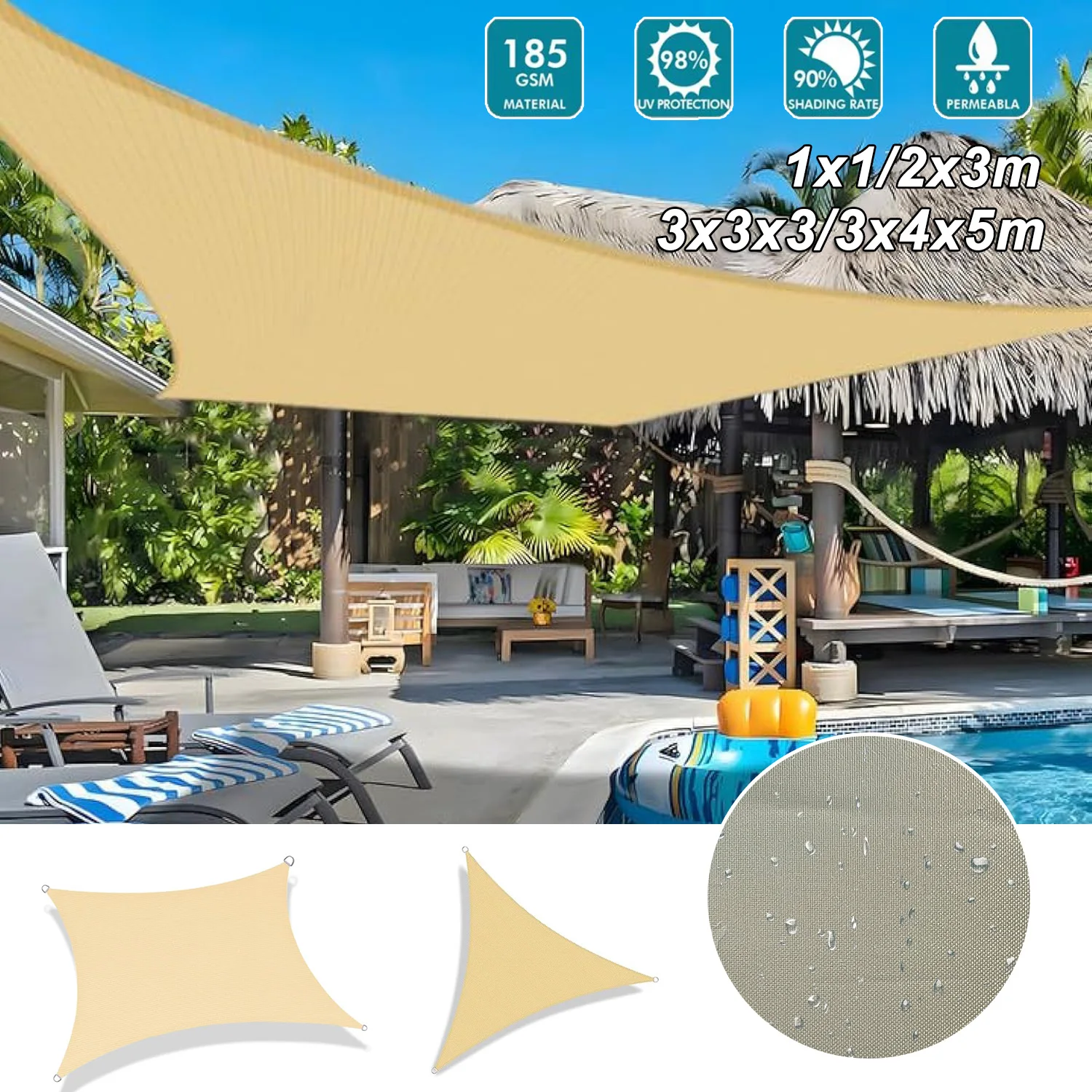 Waterproof Triangle Sun Shade Sail Canopy 98%UV Block Sun Shelters For Outdoor Facility&Activities Backyard Awning Camping Tents
Waterproof Triangle Sun Shade Sail Canopy 98%UV Block Sun Shelters For Outdoor Facility&Activities Backyard Awning Camping Tents