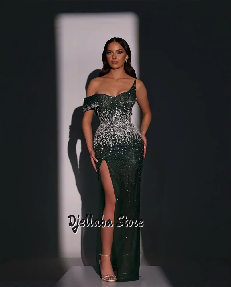 Customized Mermaid Off-the-Shoulder Side Slit Evening Dresses 2025 Green Beading Prom Dresses For Women Party Wedding Dress
Customized Mermaid Off-the-Shoulder Side Slit Evening Dresses 2025 Green Beading Prom Dresses For Women Party Wedding Dress