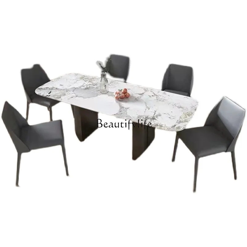 High-end rock slab dining table Modern simple household Nordic small apartment rectangular stainless steel dining table
High-end rock slab dining table Modern simple household Nordic small apartment rectangular stainless steel dining table