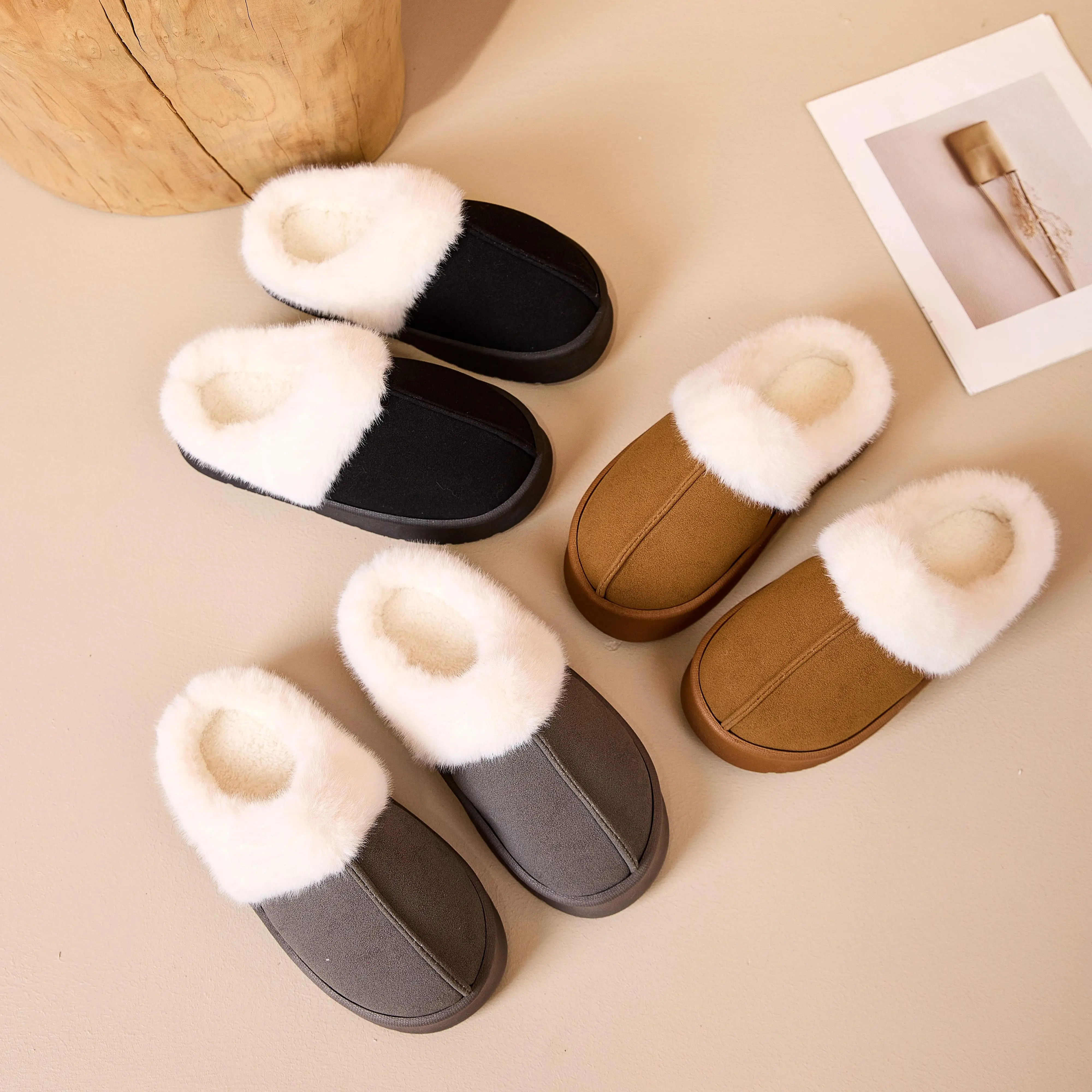 Solid Color Thick Soles - Durable Upper - Comfortable Fit Warm Winter Cotton Slippers - Soft Fuzzy Slippers with Thick Soles for
Solid Color Thick Soles - Durable Upper - Comfortable Fit Warm Winter Cotton Slippers - Soft Fuzzy Slippers with Thick Soles for