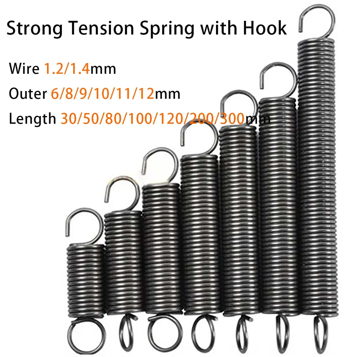 Strong Tension Spring with Single Hook,Spring Steel,Wire 1.2/1.4Mm,Outer 6-12Mm,Length 30-300Mm,Support Customization
Strong Tension Spring with Single Hook,Spring Steel,Wire 1.2/1.4Mm,Outer 6-12Mm,Length 30-300Mm,Support Customization