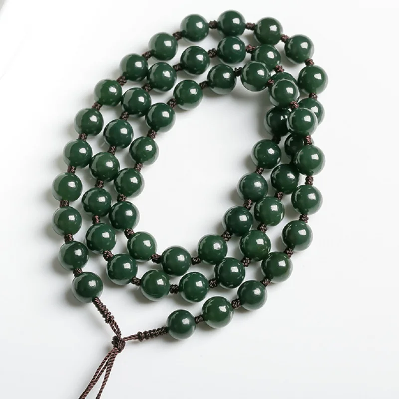 Hetian Green Round Bead Necklace, Unisex Woven Jade Rope Pendant
Hetian Green Round Bead Necklace, Unisex Woven Jade Rope Pendant