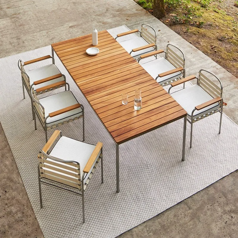 Outdoor Table and Chair Courtyard Villa Outdoor Open Air Balcony Teak Aluminum Chair Hotel Leisure Garden Furniture
Outdoor Table and Chair Courtyard Villa Outdoor Open Air Balcony Teak Aluminum Chair Hotel Leisure Garden Furniture