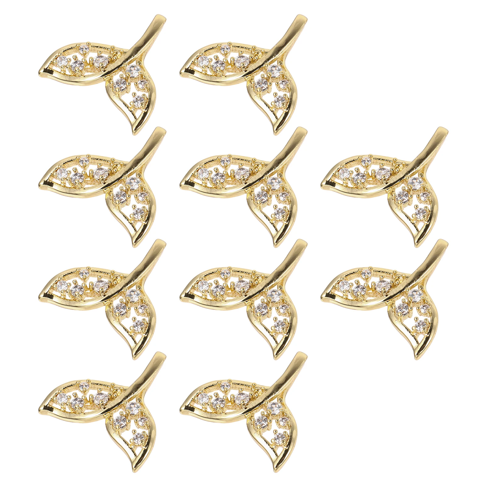 10pcs Fishtail Shaped Copper Charms Necklace Pendant Diy Jewelry Making Bracelet Decorative Accessories Hollow Rhinestone
10pcs Fishtail Shaped Copper Charms Necklace Pendant Diy Jewelry Making Bracelet Decorative Accessories Hollow Rhinestone