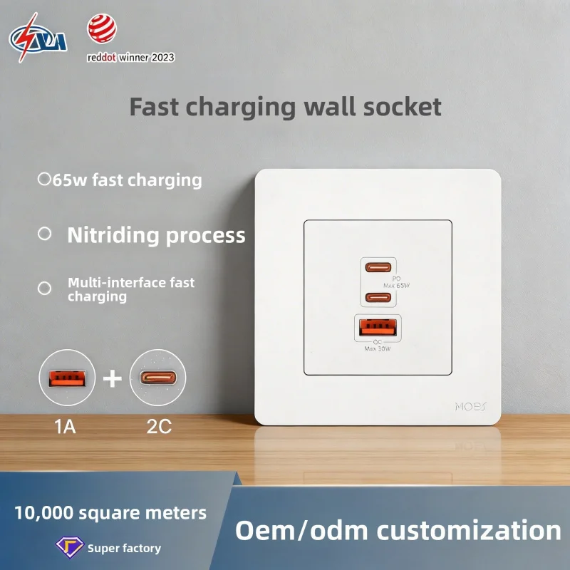 MOES PD 65W、30W GaN Fast Charging Wall Socket, 86 Type C+USB Port Outlet for Home Office
MOES PD 65W、30W GaN Fast Charging Wall Socket, 86 Type C+USB Port Outlet for Home Office