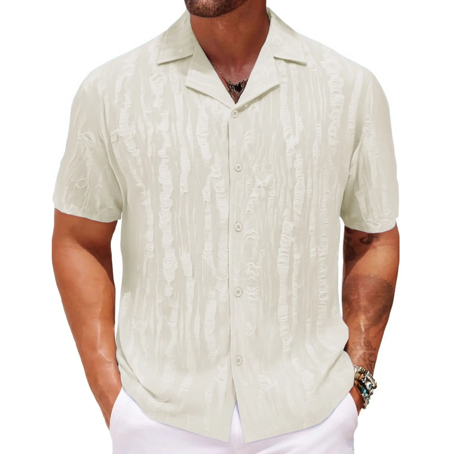 New Fashion Summer Men's Loose Cuban Collar Short Sleeve Shirts for Beaches Black White Blue Solid Color Casual Trendy Shirts
New Fashion Summer Men's Loose Cuban Collar Short Sleeve Shirts for Beaches Black White Blue Solid Color Casual Trendy Shirts