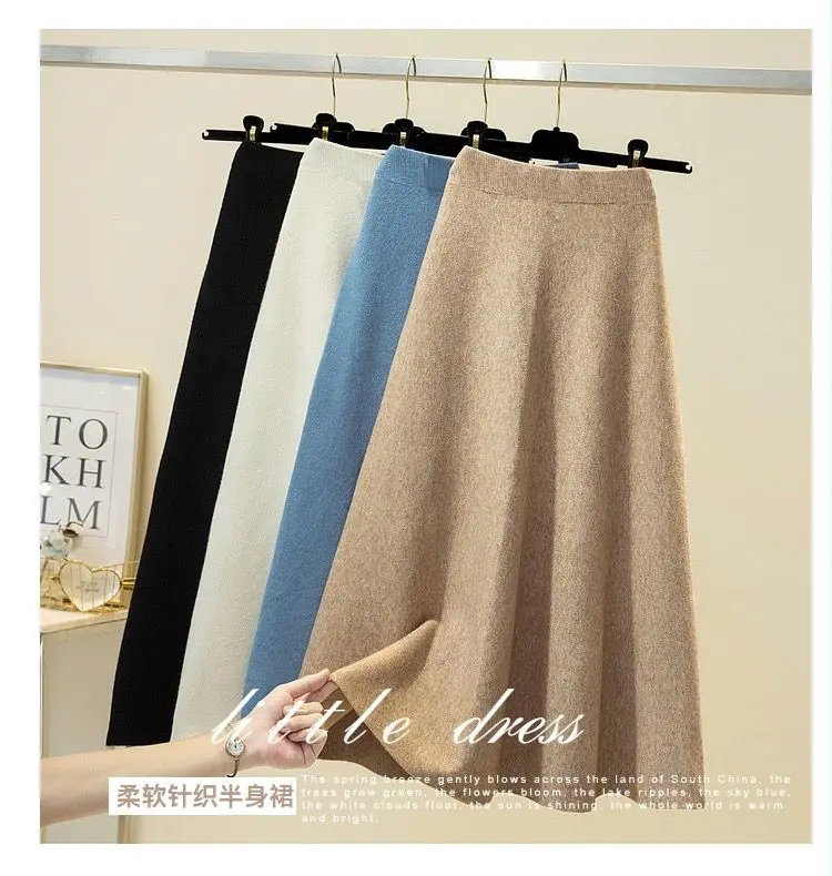 2024 Women Autumn Winter Knitted Skirt Korean Fashion Thick Warm High Waist Casual Elastic Temperament Mid-Calf Long Skirts R309
2024 Women Autumn Winter Knitted Skirt Korean Fashion Thick Warm High Waist Casual Elastic Temperament Mid-Calf Long Skirts R309