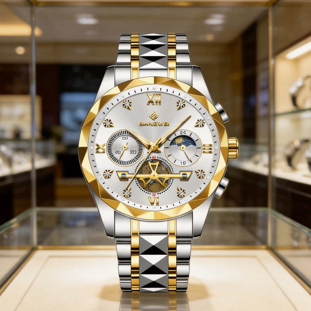 BANGWEI Luxury Man Wristwatch Chronograph Waterproof Luminous Men Watch Stainless Steel High Quality Sport Men's Quartz Watches
BANGWEI Luxury Man Wristwatch Chronograph Waterproof Luminous Men Watch Stainless Steel High Quality Sport Men's Quartz Watches