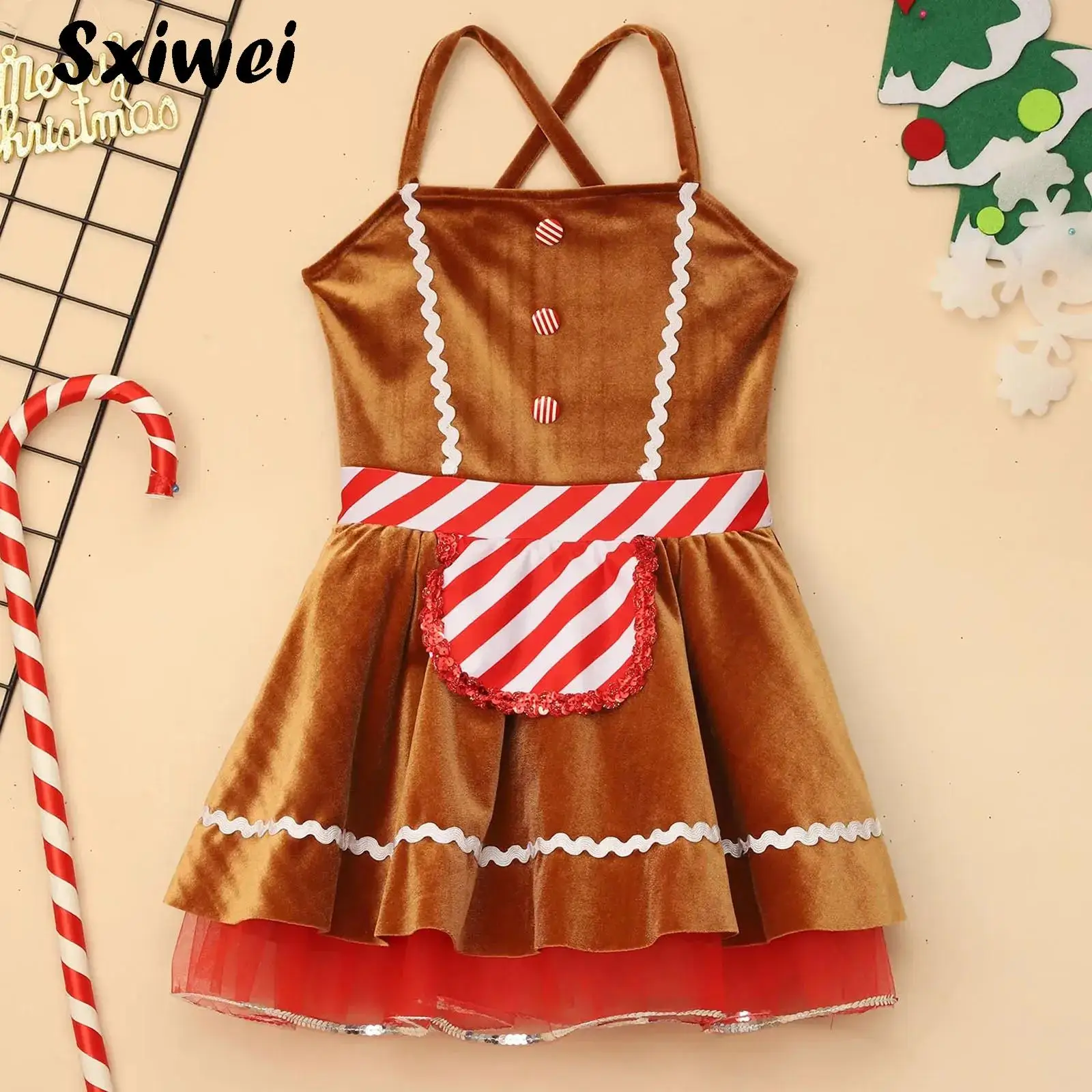Kid Gingerbread Man Costume Girls Candy Cane Striped Christmas Dance Costume Sleeveless Velvet Tutu Ballet Dance Skating Leotard
Kid Gingerbread Man Costume Girls Candy Cane Striped Christmas Dance Costume Sleeveless Velvet Tutu Ballet Dance Skating Leotard