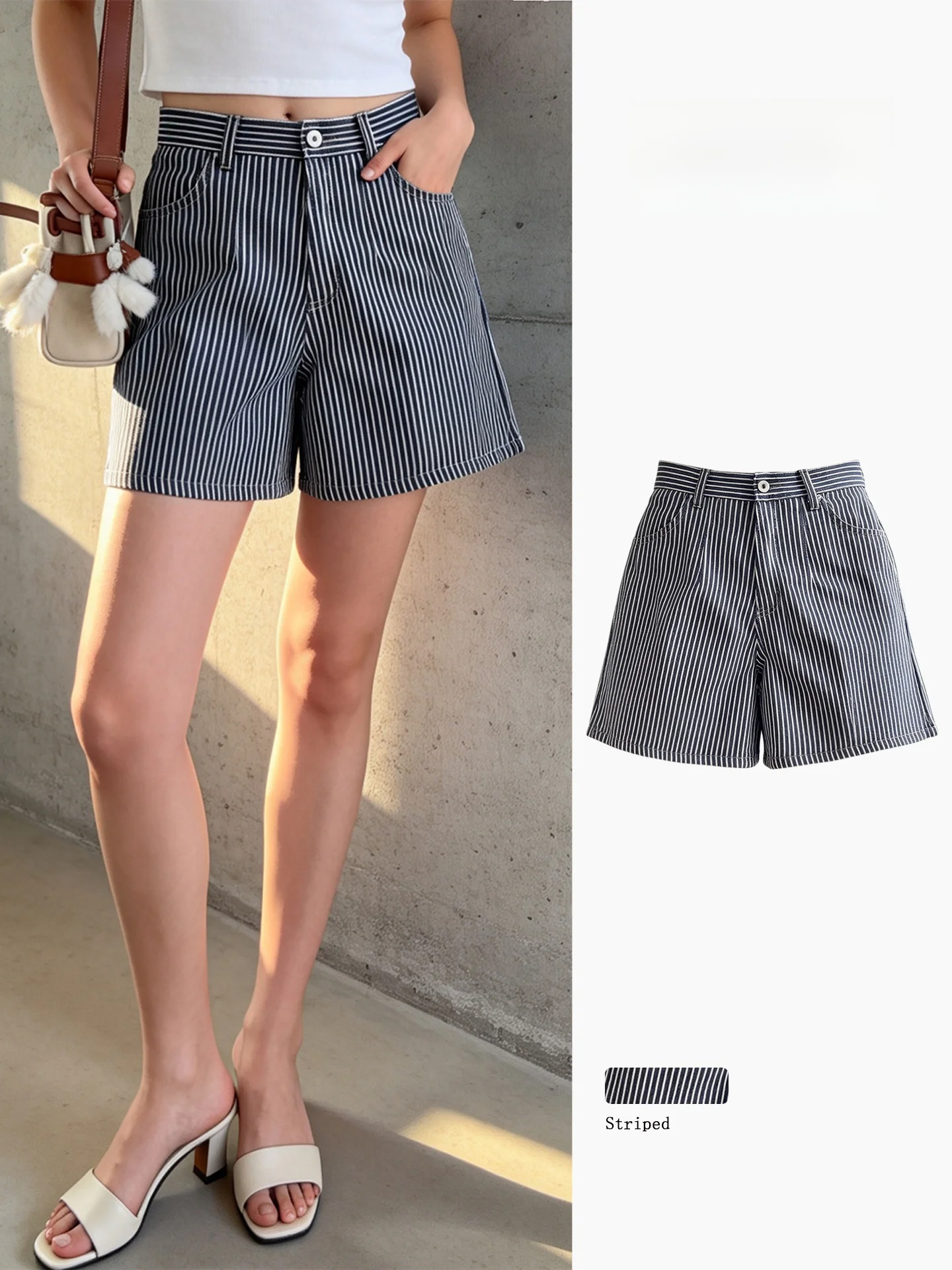 High Waist Striped Suit Shorts Women's Summer Casual Pants Commute Slimming Five-Quarter Length Korean Style Straight Leg
High Waist Striped Suit Shorts Women's Summer Casual Pants Commute Slimming Five-Quarter Length Korean Style Straight Leg