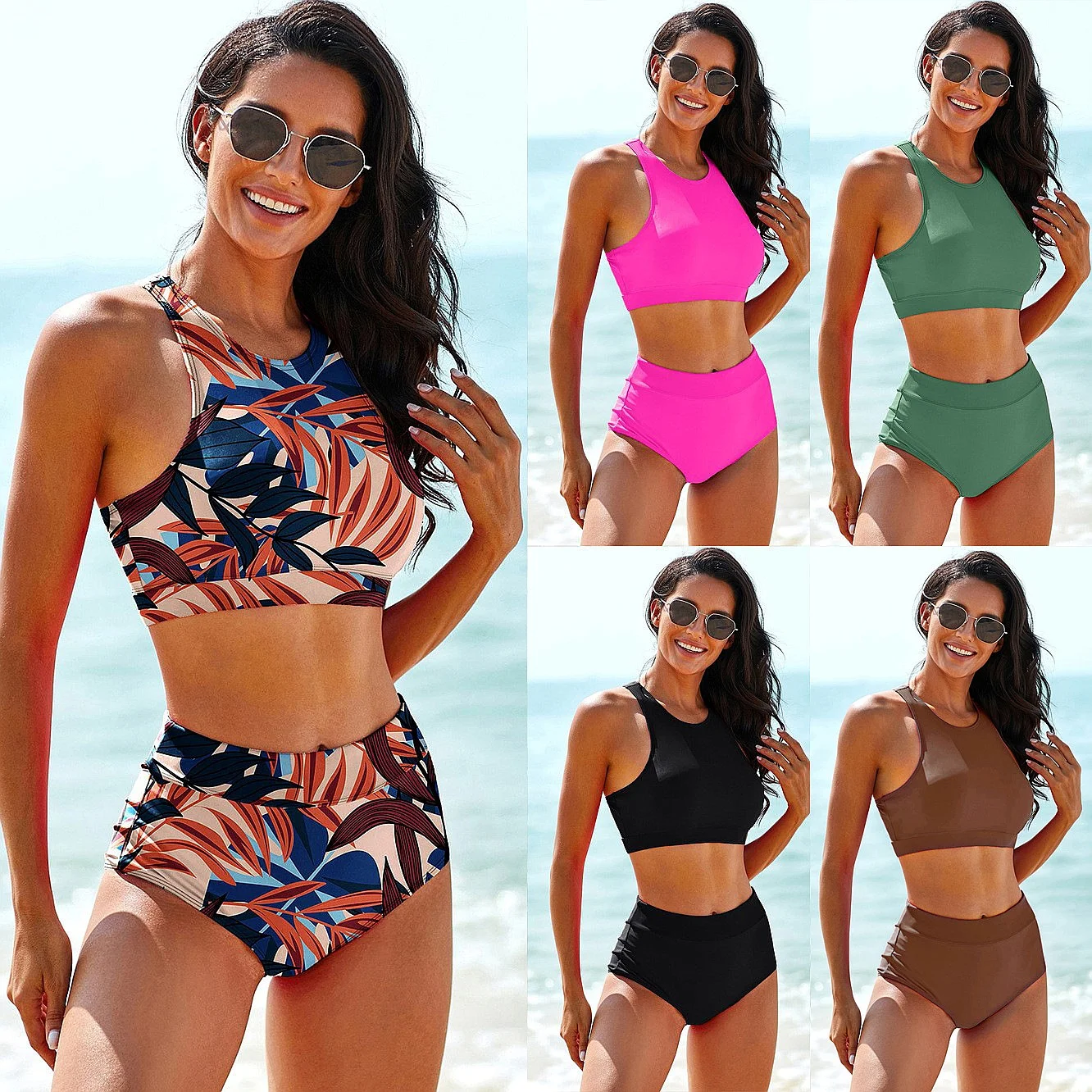 2026 Solid Print High Waist Two Piece Tank Modest Sport Bikini Set Padded Swimwear For Women Summer Beach Pool Bathing Wear
2026 Solid Print High Waist Two Piece Tank Modest Sport Bikini Set Padded Swimwear For Women Summer Beach Pool Bathing Wear