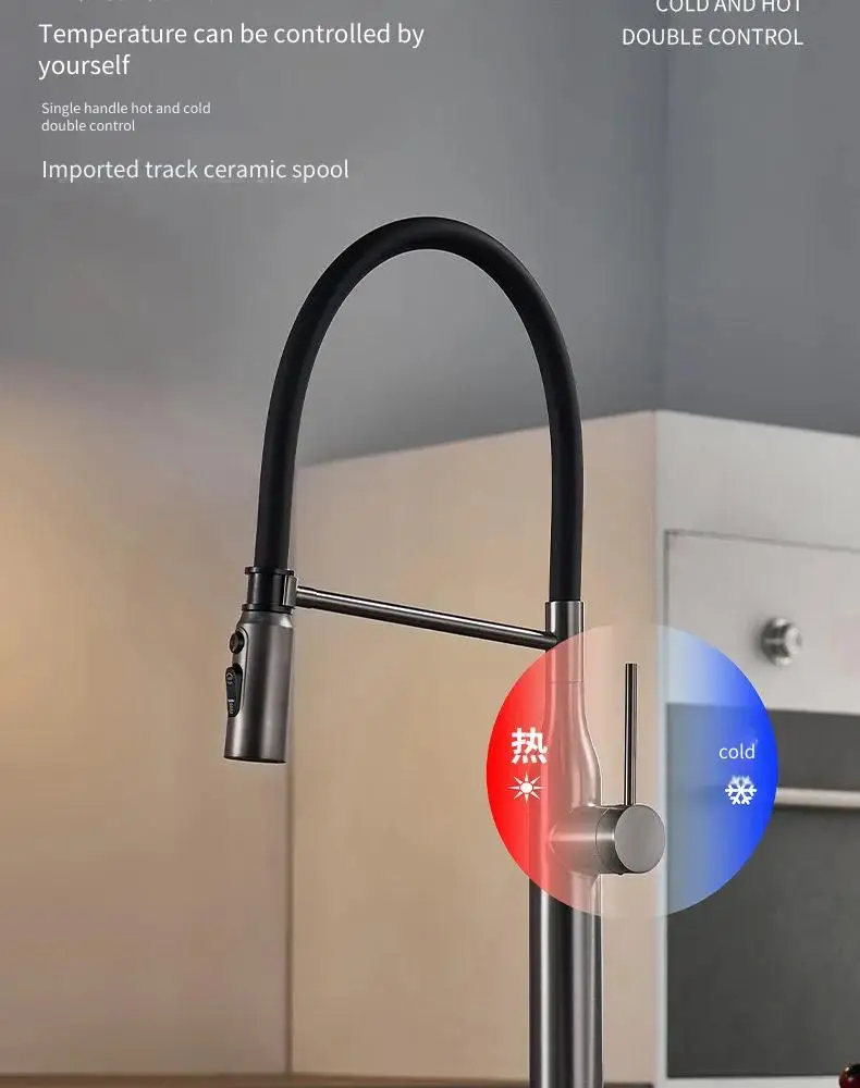 for kitchen pull down faucet with cold and hot water 304 stainless steel magnetic retractable swivel spray single hole sink
for kitchen pull down faucet with cold and hot water 304 stainless steel magnetic retractable swivel spray single hole sink