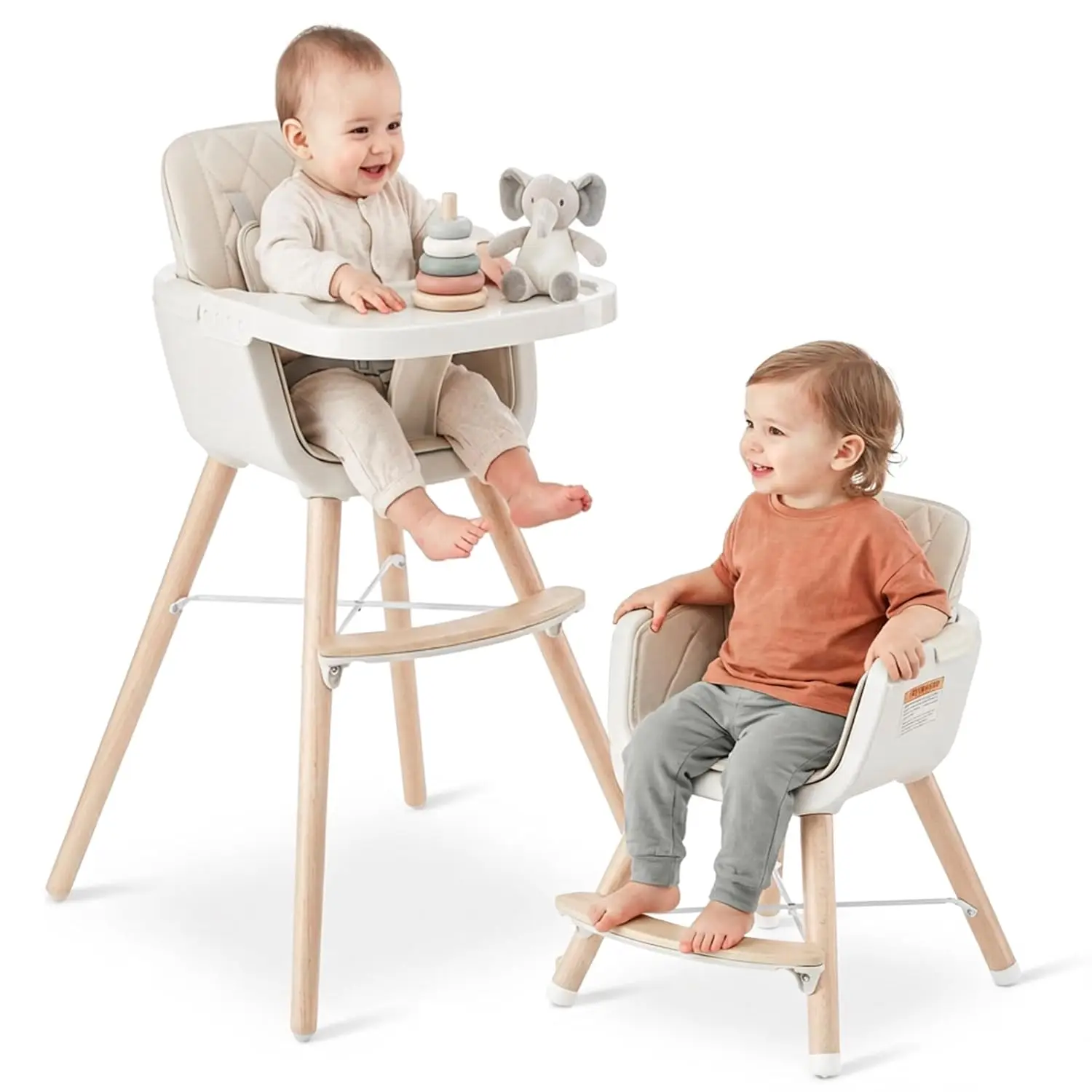 3-in-1 Wooden High Chair, Convertible for Babies & Toddlers, Adjustable Legs, Dishwasher-Safe Tray, Beige
3-in-1 Wooden High Chair, Convertible for Babies & Toddlers, Adjustable Legs, Dishwasher-Safe Tray, Beige