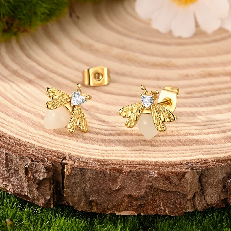 925 Sterling Silver Golden Glow Firefly Stud Earrings Sparkling Zircon Earrings For Women Fine Birthday Anniversary Jewelry Gift
925 Sterling Silver Golden Glow Firefly Stud Earrings Sparkling Zircon Earrings For Women Fine Birthday Anniversary Jewelry Gift