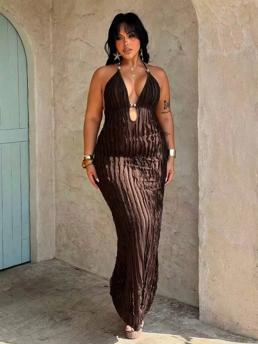 Womens Summer Solid Deep V-Neck Maxi Bodycon Dress Textured Fabric Beach Vacation
Womens Summer Solid Deep V-Neck Maxi Bodycon Dress Textured Fabric Beach Vacation