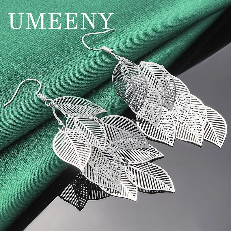 Charm 925 Sterling Silver 60mm Delicate Long Tassel Leaf Earrings Women Girlfriend Gift Wedding Party Accessories Fashion
Charm 925 Sterling Silver 60mm Delicate Long Tassel Leaf Earrings Women Girlfriend Gift Wedding Party Accessories Fashion