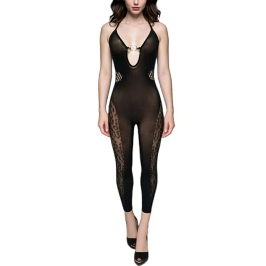 Women's Lingerie Sleeveless Leopard Fishnet Ring Design One-piece Mesh Bodysuit Halter Neck Sexy Outfit S-XL
Women's Lingerie Sleeveless Leopard Fishnet Ring Design One-piece Mesh Bodysuit Halter Neck Sexy Outfit S-XL