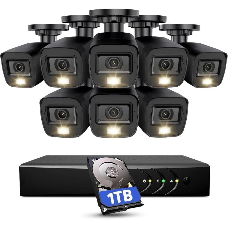 Security Camera System Outdoor with AI Human/Vehicle Detection, 8CH H.265+ DVR and 8 x 1920TVL 2MP IP67 Home CCTV
Security Camera System Outdoor with AI Human/Vehicle Detection, 8CH H.265+ DVR and 8 x 1920TVL 2MP IP67 Home CCTV