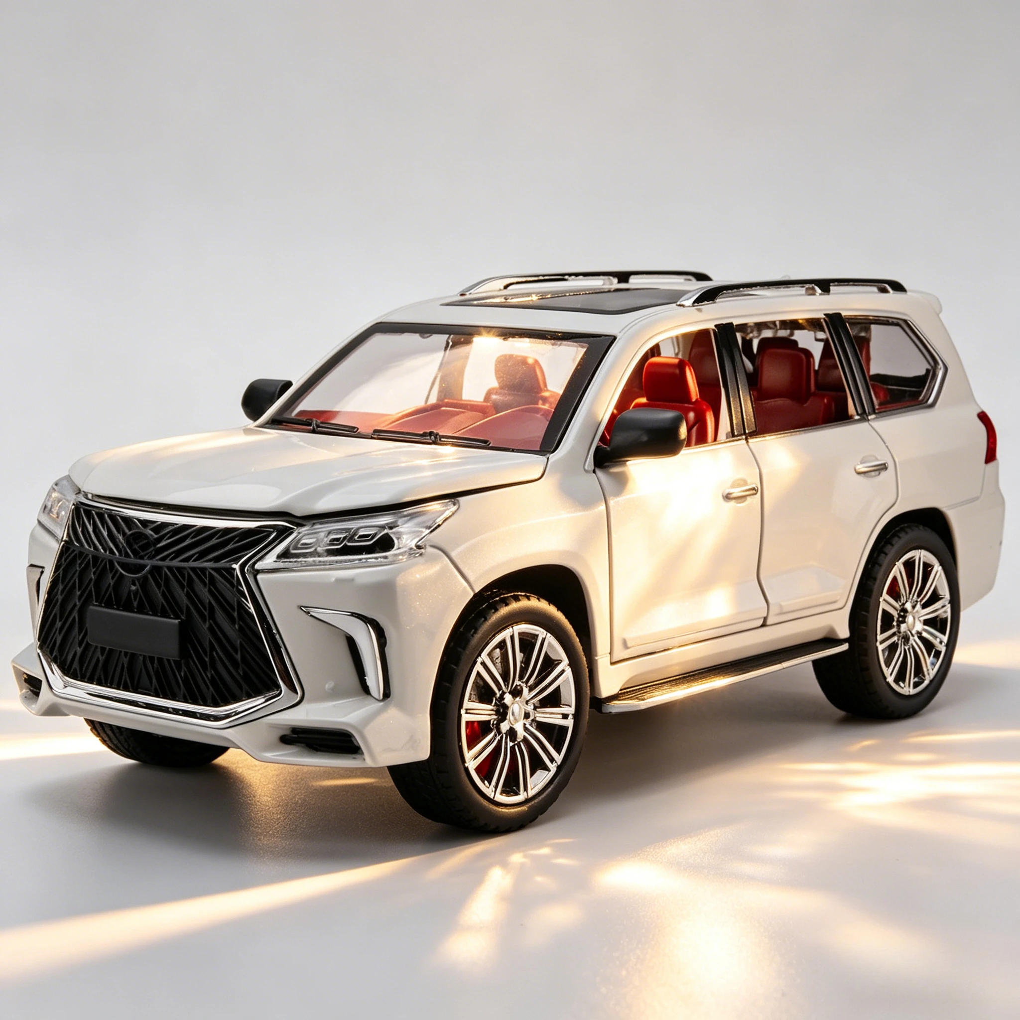 1:24 LX570 Car Model Toys Metal Diecast Sound Light Pull Back Doors Opened Rubber Tires Exquisite Vehicles Gifts
1:24 LX570 Car Model Toys Metal Diecast Sound Light Pull Back Doors Opened Rubber Tires Exquisite Vehicles Gifts