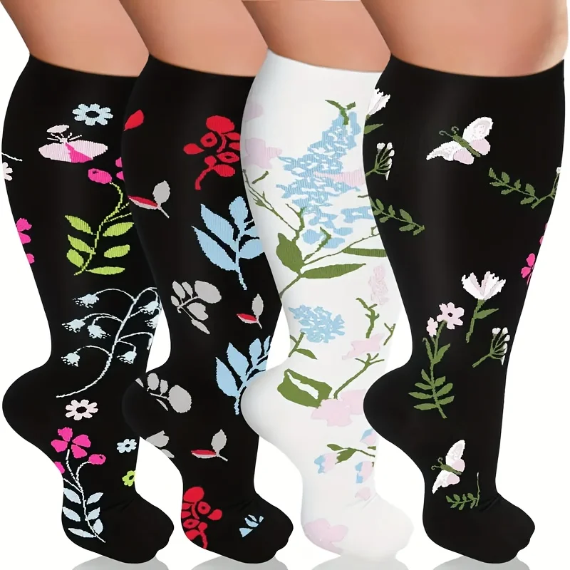 4 pairs double-flower patterned compression socks for men and women for running,cycling,yoga,and fitness wide-leg sports socks.
4 pairs double-flower patterned compression socks for men and women for running,cycling,yoga,and fitness wide-leg sports socks.