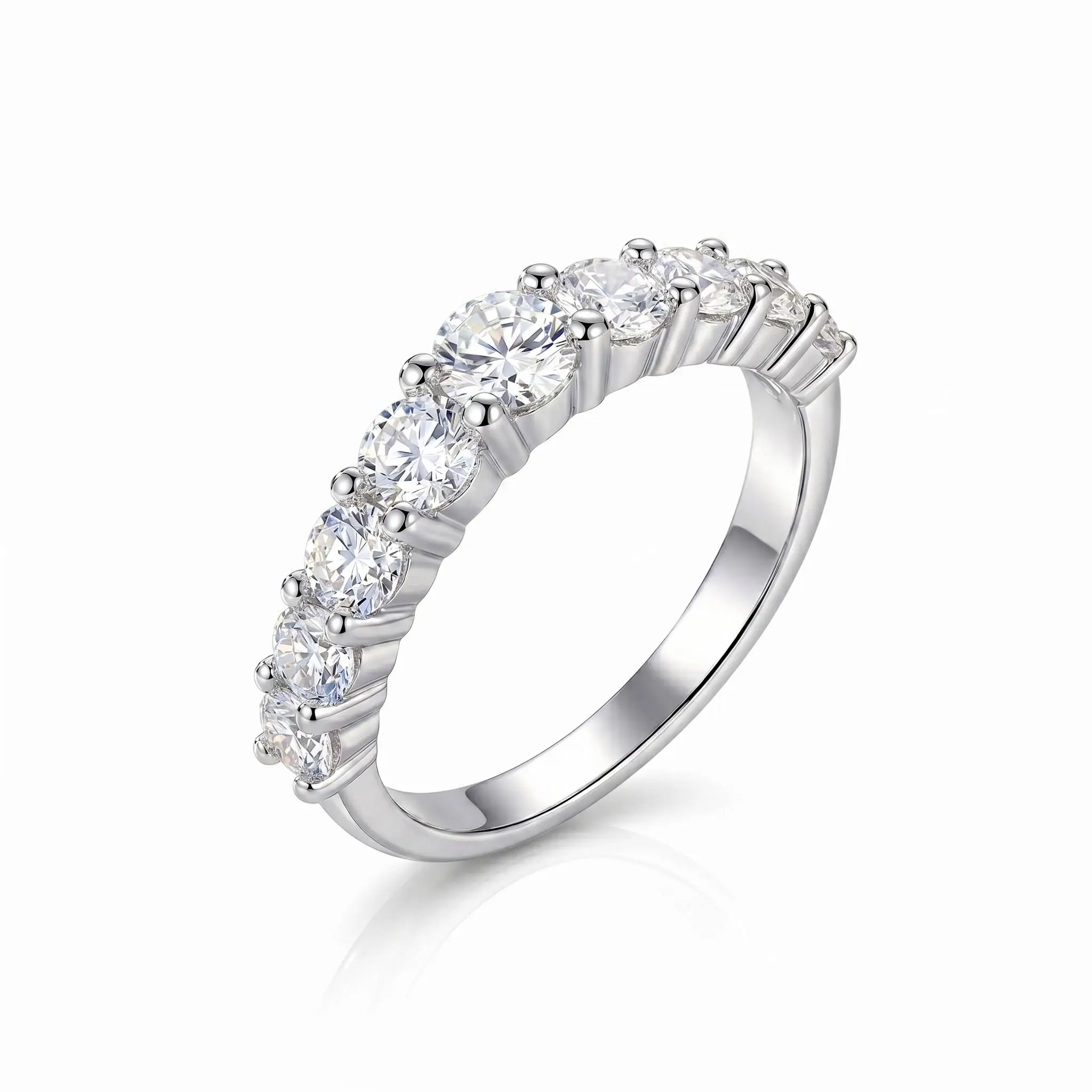 Minimalist Delicate S925 Silver D Color VVS1 Moissanite Single Row Shared Prong Band High-End Daily Stackable Ring For Women
Minimalist Delicate S925 Silver D Color VVS1 Moissanite Single Row Shared Prong Band High-End Daily Stackable Ring For Women