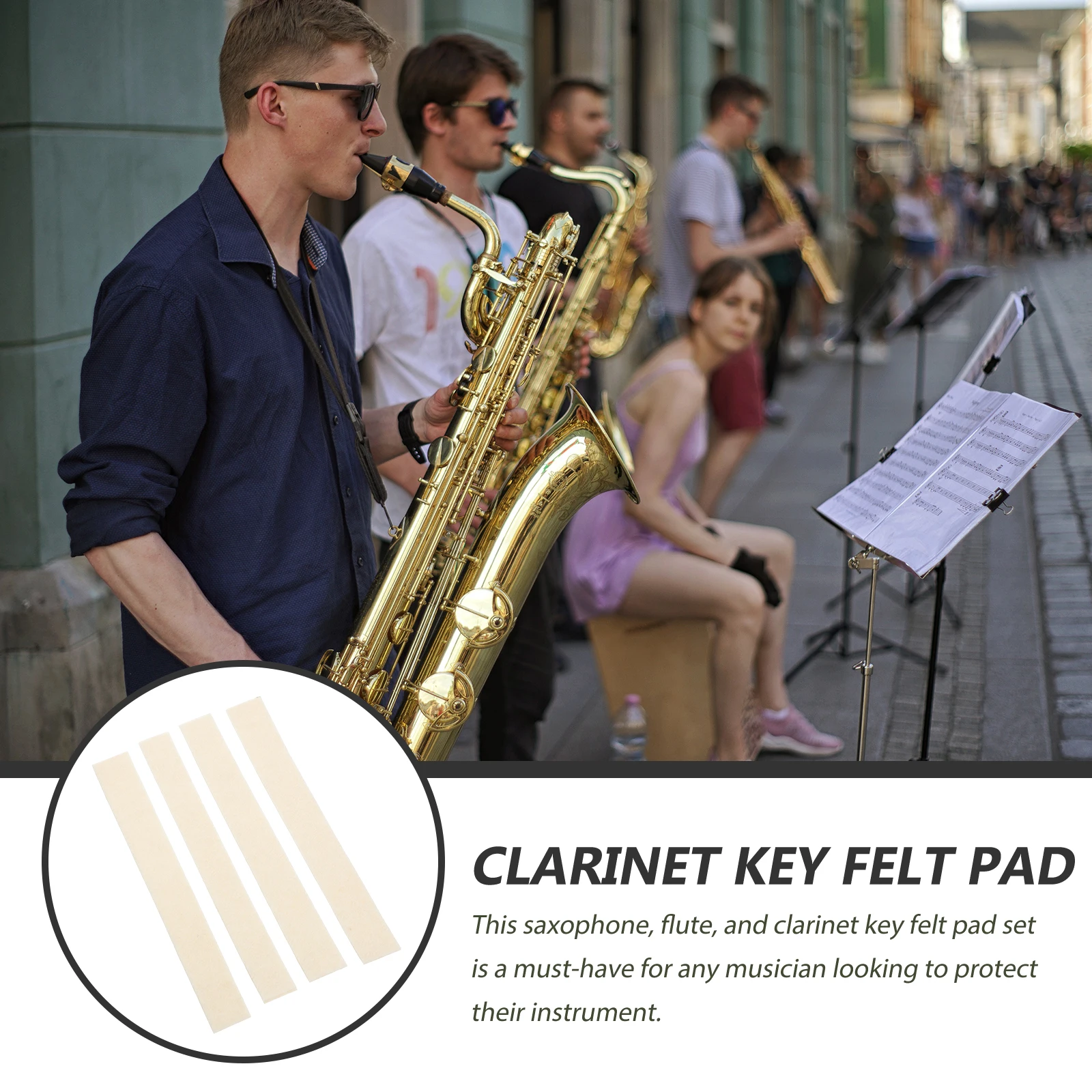 4pcs Wind Instrument Key Felt Self Adhesive Protective Strips for Flute Clarinet Accessories Sound Mute Patch Long Lasting
4pcs Wind Instrument Key Felt Self Adhesive Protective Strips for Flute Clarinet Accessories Sound Mute Patch Long Lasting